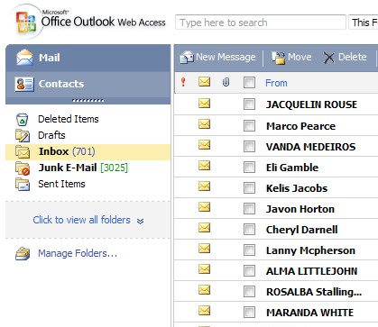 Ett spammigt Exchange (Outlook web access)