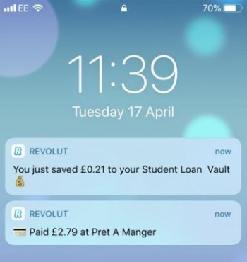 Revolut push notiser
